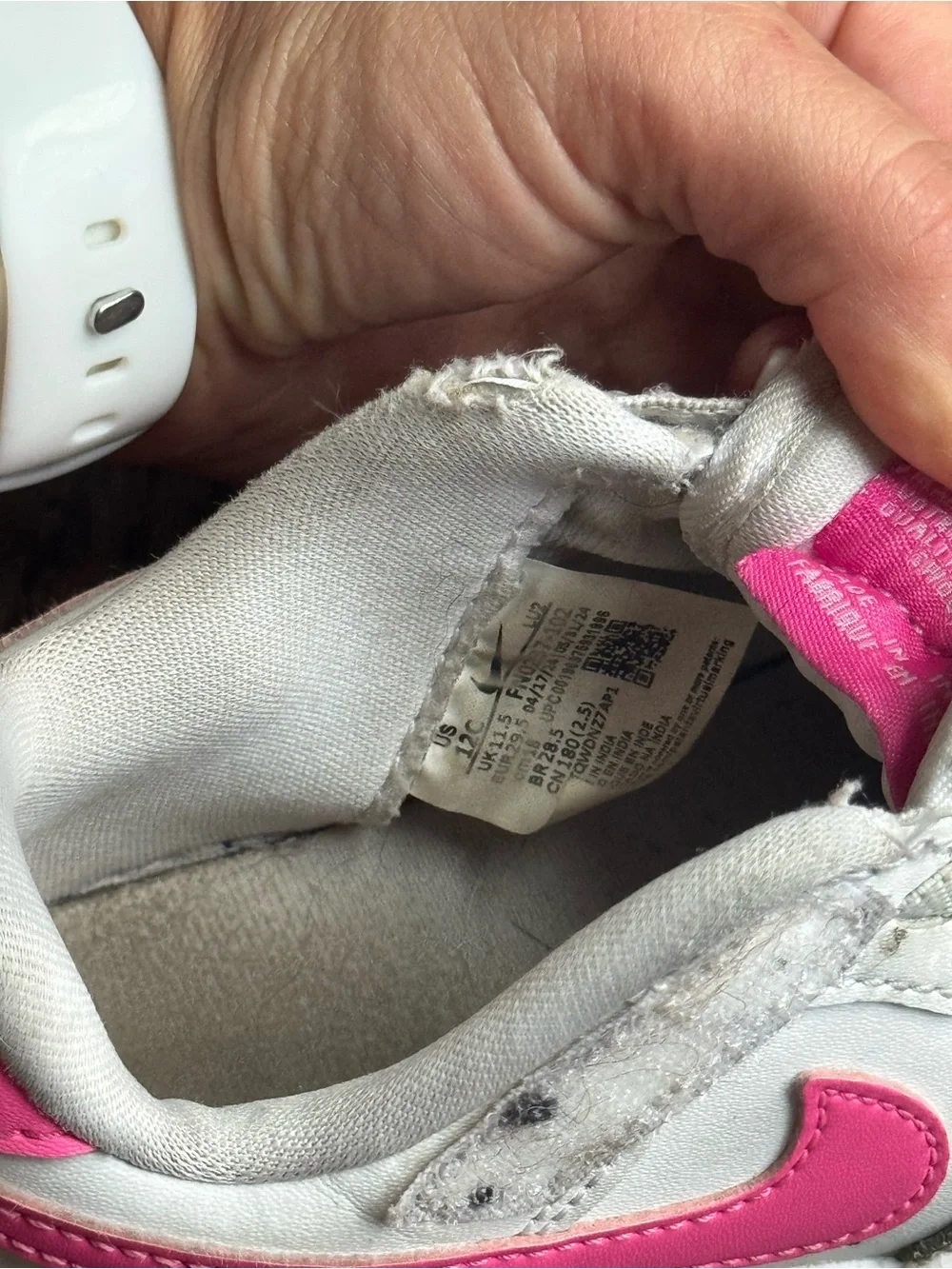 Nike Kids White and Pink Sneakers